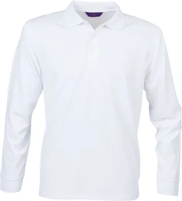 Image de Henbury - Polo unie à manches longues pour homme/femme PC3836 (XL) (Blanc)