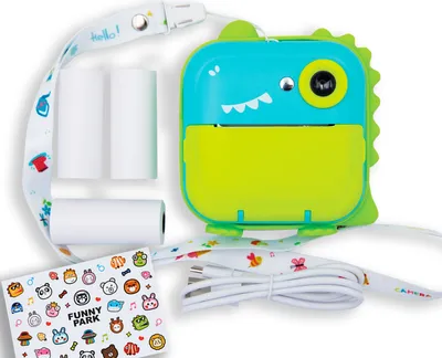 Produktbild von Klickidoo Dinosaurier - Multifunktionale Kinderkamera inkl. 3 Rollen Foto-Papier