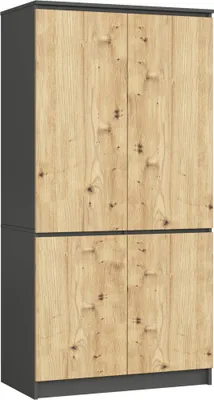 Obrázok produktu pre Akord 4-Dverová Skriňa Grafit/Dub Artisan 90X51X180 Cm