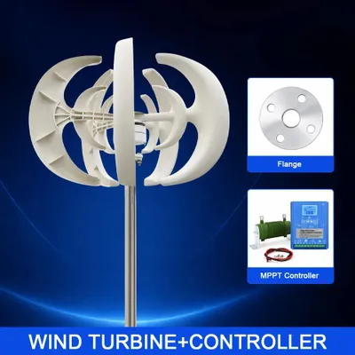 Produktbild von Vertikale Windturbine - SR-5000 Windgenerator - 5000 W - 24 V - Hybridregler - 5 Flügel - Geräuscharm - Anlaufwindgeschwindigkeit 1,5 m/s
