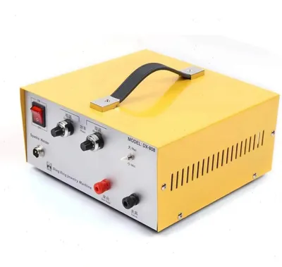 Produktbild von Schmuckschweißgerät - Punkt- und Impulsschweißgerät 220V - 390 W - Schweißstrom 0,6–80 A - Fußschalter - Schweißbereich 0,5–1,5 mm - Gelb