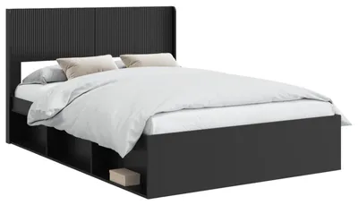 Obrázok produktu pre Posteľový rám s úložným priestorom a čelom Čierna 160 x 200 cm