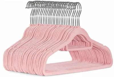 Produktbild von Famanu Kleiderbügel 20 Stück – Dünn und platzsparend – Antirutsch – Mit Hosenbügel und 360° drehbarem Haken – Rosa