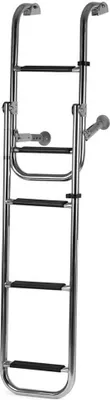 Produktbild von Badeleiter f. Boote aus Edelstahl, klappbar mit 5 rutschfesten Stufen, stabiler Kunststoff, schwarz, 132,5 cm