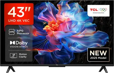 Obrázek produktu pro TCL V6C 43V6C, 109,2 cm (43"), 3840 x 2160 px, DLED, Smart TV, Wi-Fi, Metalická