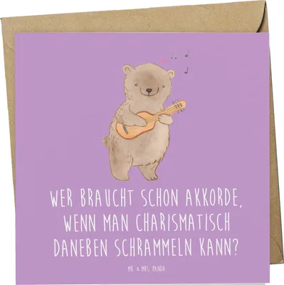 Produktbild von Mr. & Mrs. Panda Klappkarte Charisma Gitarre - Lavendeltraum - Geschenk, Liebe, doppelkarte, Musik, anlasskarte, Grußkarte, Lernen, faltkarte, Abenteuer, Instrument