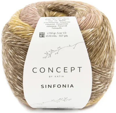 Produktbild von Katia Farbverlaufswolle zum Stricken oder Häkeln, Concept by Katia Sinfonia color 202, angenehme Wolle mit Farbverlauf, aus Baumwolle, Alpaka und Wolle, 150g, 510m