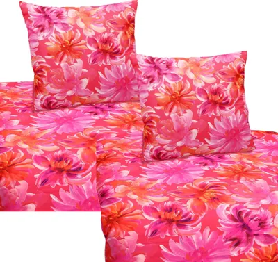 A bedding set with a floral pattern.