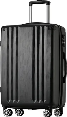 Produktbild von Flieks Trolley Reisekoffer Hartschalenkoffer mit Universalrad, Handgepäck Koffer mit TSA-Schloss, L, 45.5x28x66.5cm, Schwarz