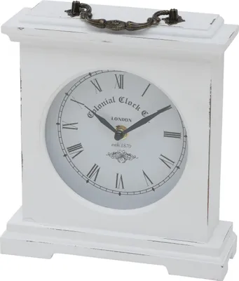 Produktbild von Tischuhr Betty Analog Weiß Vintage Look 24cm Aus Holz und Glas Batteriebetrieben