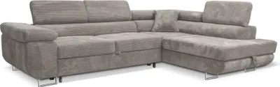 Produktbild von Ecksofa Aller L-form Schlafsofa in Grau Cord Eckcouch mit Schlaffunktion und Bettkasten, Rechte Ottomane