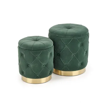 Produktbild von Halmar Hocker (2 Stück) Polly - dunkelgrün / gold