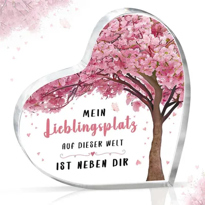 Immagine prodotto di Biglietto di auguri a forma di cuore, in acrilico rosa, ideale come regalo per un'amica, perfetto per San Valentino