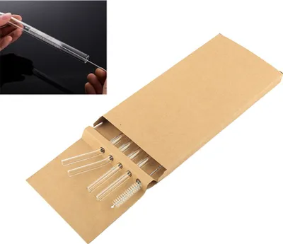 Produktbild von Pack 4 Glasstrohhalme Lang, Strohhalme mit 1 Reinigungsbürste, Glass Straw, geeignet für Tassen, für alle Getränke geeignet