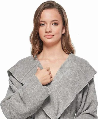 Produktbild von Famanu Damen-Bademantel mit Kapuze, extra lang, 100% Baumwolle - Hausmantel, Saunamantel