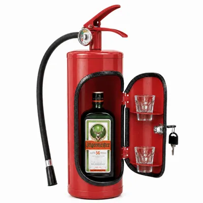 Obrázek produktu pro HDeye hasicí přístroj ve tvaru bedýnky na víno – vysoce kvalitní železo, objem pro 1 láhev (75 cl) a 2 sklenice – kreativní dekorace do baru a dárek pro muže
