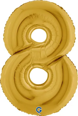Produktbild von XXL Zahlen Folienballon 40"/102cm | Gold5 Zahl: 8