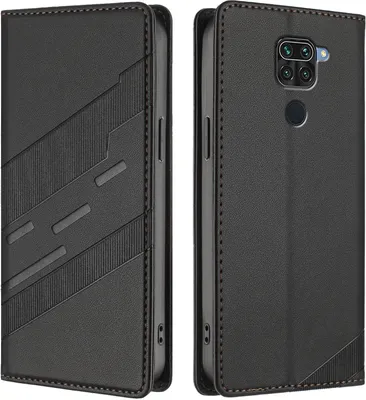 Image de Etui pour Xiaomi Redmi Note 9, étui portefeuille en cuirPolyuréthaneavec fente pour carte et fonction stand Schwarz
