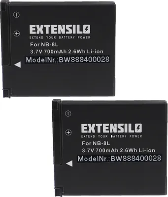 Produktbild von EXTENSILO 2x Akku kompatibel mit Canon PowerShot A3200 IS, A3300 IS, A3350 IS, A3300IS Kamera (700 mAh, 3,7 V, Li-Ion)