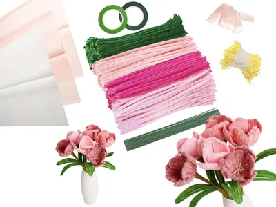Pfeifenreiniger-Bastelset, 400 Stück, bunt, für Blumen und Dekoration