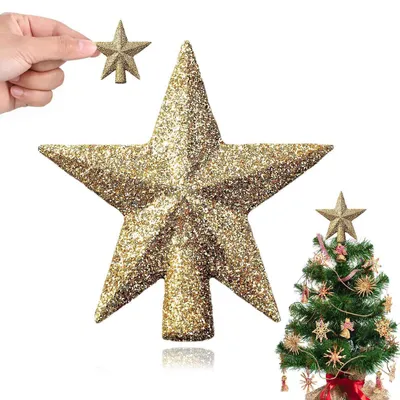 Produktbild von Christbaumspitze Stern 6 cm Glitzer Kunststoff Gold