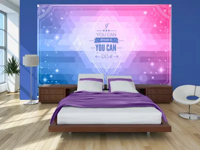 Produktbild von Vlies Fototapete 350x256 cm Tapeten Wandtapete XXL Aufschrift Ornament rose blau Zitat orange violett m-A-0007-a-b
