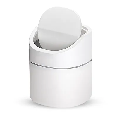 Produktbild von Kleiner Tischmülleimer für Badezimmer-Waschtisch, Schreibtisch oder Couchtisch. Papierhandtücher; 2 Liter (quadratische Presse – weiß)