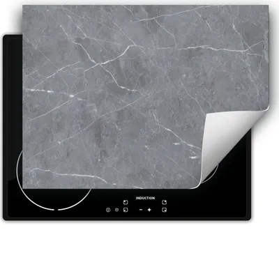 Produktbild von DarHaus Herdabdeckplatte 80x52 cm Anti Rutsch Matte Aufrollbar, grau - Marmor