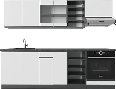 Produktbild von Küchenzeile Vicco R-Line Weiß/Anthrazit 240 cm J-Shape, Model 39849