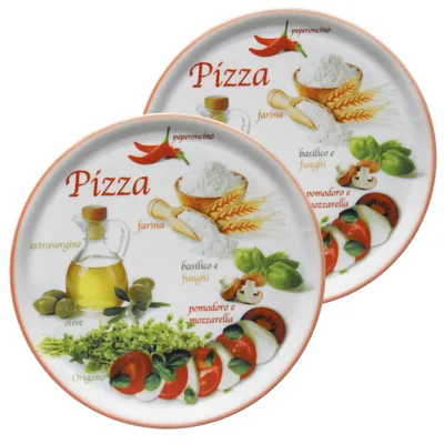 Zdjęcie produktu dla zestaw 2 talerzy do pizzy Napoli Red Ø 33,8 cm talerz do serwowania XL talerz porcelanowy