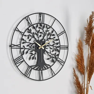 Image de Opviq, Vita - Noir - 1, Horloge murale décorative en métal, 100 % MÉTAL, Noir, 41 x 41 cm