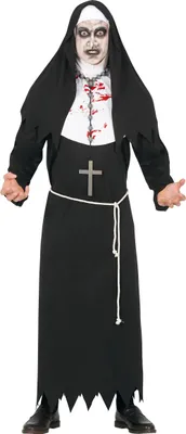 Produktbild von Halloween Zombie Mönch Kostüm Unheimliches Kloster Abenteuer Sakraler Schauer Blutiger Pater Gespenstisches Priester Gothic Nonne Mystisches Abtei Ritual Dunkles Klosterleben, Größe: 52 - 54 (L) Farbe: Weiß