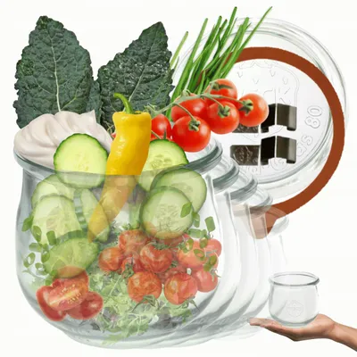 Produktbild von Weck Tulpe 370 ml Glas Einkochgläser mit Deckel und Klammern Set
