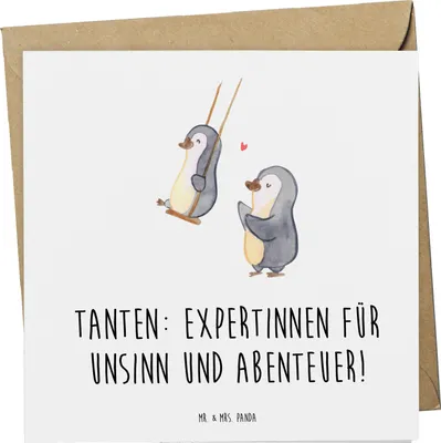 Produktbild von Mr. & Mrs. Panda Grußkarte Tante Abenteuer - Weiß - Geschenk, Weihnachten, Glückwunschkarte, faltkarte, doppelkarte, spielen, anlasskarte, persönliche Erinnerungen, Neffe
