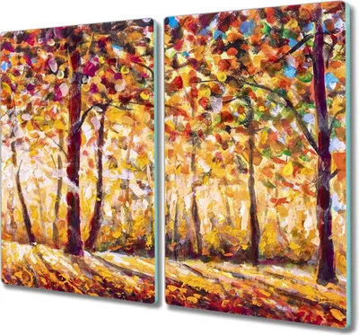 Produktbild von Coloray Schneidebrett Herdabdeckplatte 2x30x52 cm Kochplattenabdeckung Küchenbrett Hackbrett - herbstlicher Wald