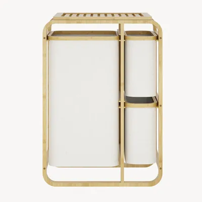Produktbild von Wäschesammler ’Evenes’ mit Ablage und 3 Wäschekörben Bambus 70 x 49,5 x 33 cm Beige