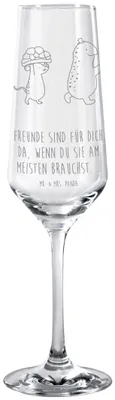 Produktbild von Mr. & Mrs. Panda Glas Schildkröte Maus - Transparent - Geschenk, Champagnerglas, Beste Freundin, Kelchglas, Trinkglas, glücklich, Sektglas, Sektflöte