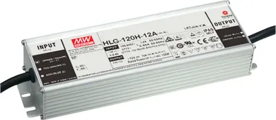 Produktbild von MEANWELL HLG-120H-24B, AC-DC LED-Installationsnetzteil, Metallgehäuse, IP67 120W 24V 5A CV+CC dimmbar