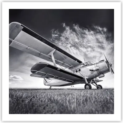 Produktbild von Poster - Poster ohne Rahmen - Flugzeug An-2 Schwarzweiß - 60x60 cm - Wand Bild - Wanddeko - Wandbilder - Kunstposter - Wandposter - Bilder - Kunstdruck - Wanddekoration - Wandbild - P2XAC60x60-4363