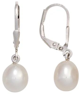 Produktbild von Ohrringe Ohrhänger Boutons Süßwasser Perlen 925 Silber glänzend Damen