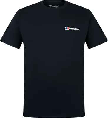 Schwarzes T-Shirt von Berghaus mit kleinem Logo auf der Brust.