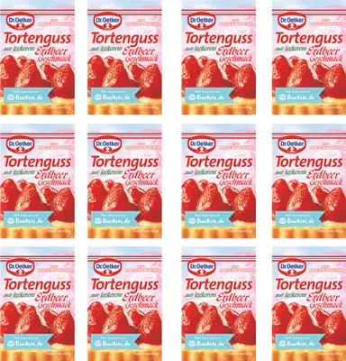 Produktbild von Dr Oetker Tortenguss rot mit Erdbeer Geschmack 3er 36g 12er Pack