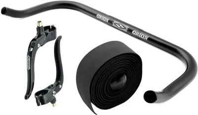 Produktbild von Schwarzer Bullhorn Fixie Singlespeed Lenker 400mm, Bremshebel & Lenkerband