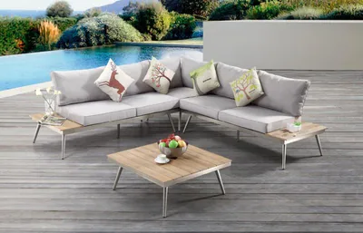 Produktbild von AISER Royal Garten Lounge Set -Barbados- Luxuriöse Sitzecke mit Kaffee Tisch aus hochwertigem Misanbar Kunstholz Gartenmöbel Set