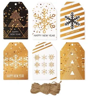 Weihnachtsgeschenkanhänger, 60 Stück, Kraftpapier, mit Juteschnur