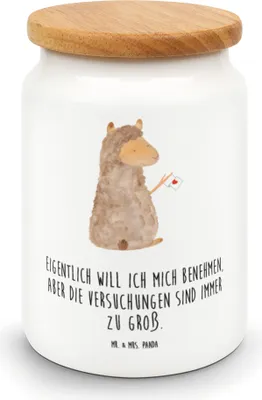 Produktbild von Mr. & Mrs. Panda Teedose Alpaka Fahne - Weiß - Geschenk, behälter, Lama, Keksdose, Alpakas, Dose, Kaffeedose, Vorratsbehälter, Vorratsdose, Liebe, Lamas