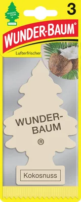 Produktbild von Wunder-Baum 3er Packung Lufterfrischer für das Auto Duft Baum Sorte Kokosnuss air freshener