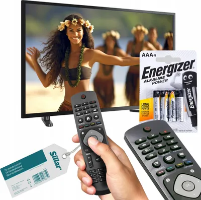 Image de Télécommande de remplacement Rm-L1225 pour Philips Smart TV + piles Energizer AAA, 4 pièces