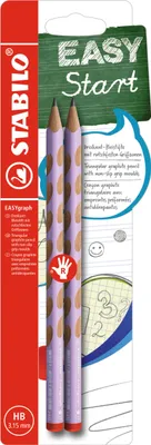 Produktbild von Ergonomischer Dreikant-Bleistift für Rechtshänder - STABILO EASYgraph in pastelllila - 2er Pack - Härtegrad HB