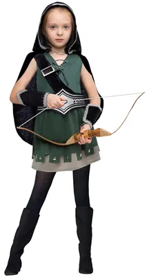 Produktbild von Spooktacular Creations Kriegerin Nacht Kapuzenjägerin Kinderkostüm Set für Karneval Mädchen mit Zubehör, Thema Robin Hood (Grün, Groß (10-12 Jahre))